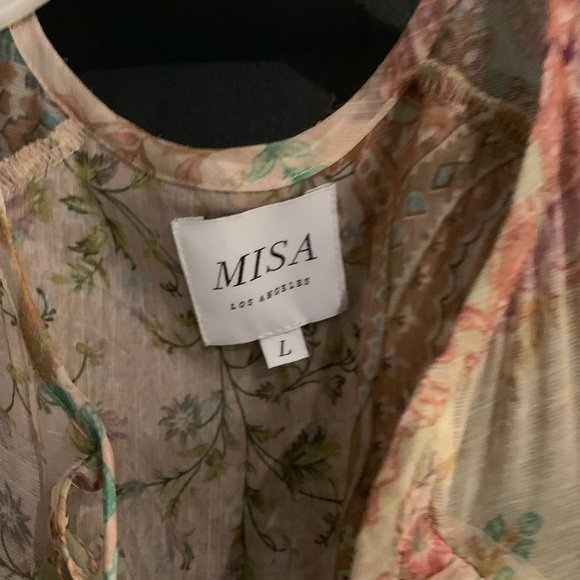 Misa Los Angeles Alana gown.Romantic scarf patchwork print. Floaty + feminine - Picture 4 of 6